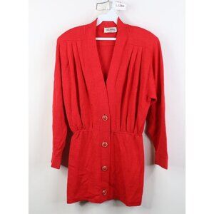 Vtg 80s St John Marie Gray Womens 10 Distressed Wool Knit Cardigan Sweater Tunic